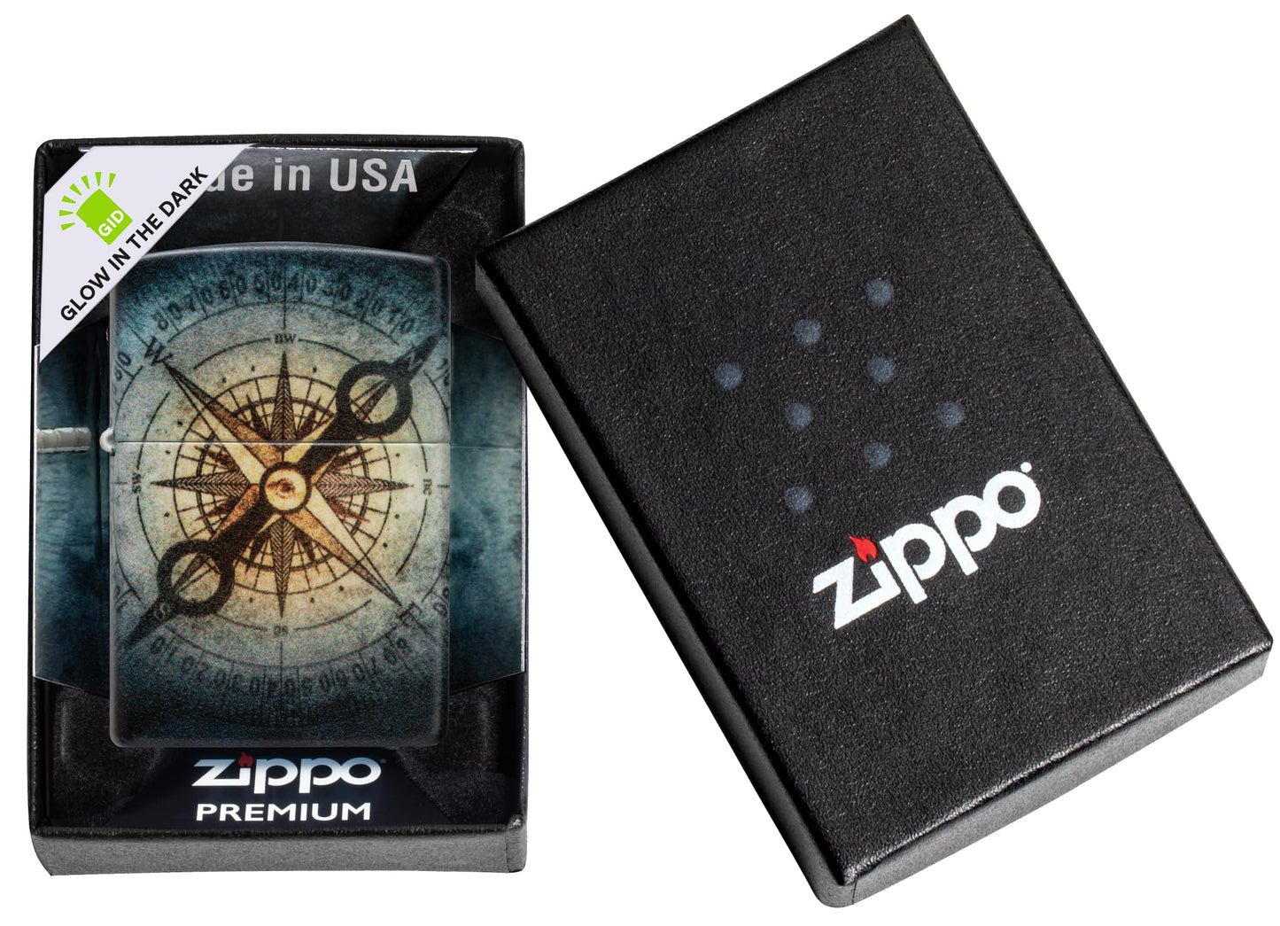 Zippo Compass Ghost Design 540 Glow in the Dark Pocket Lighter