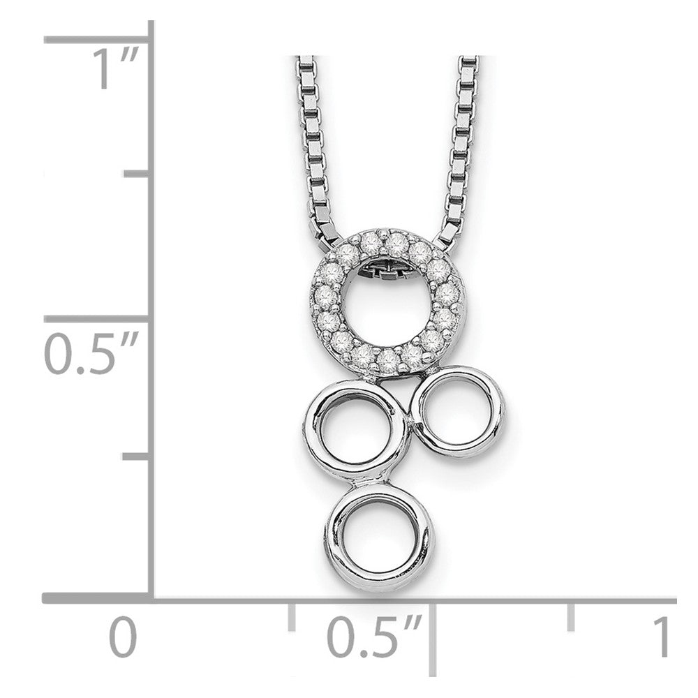 White Ice Sterling Silver Rhodium-plated 18 Inch Diamond Circles Slide Pendant Necklace with 2 Inch Extender 18 Inches