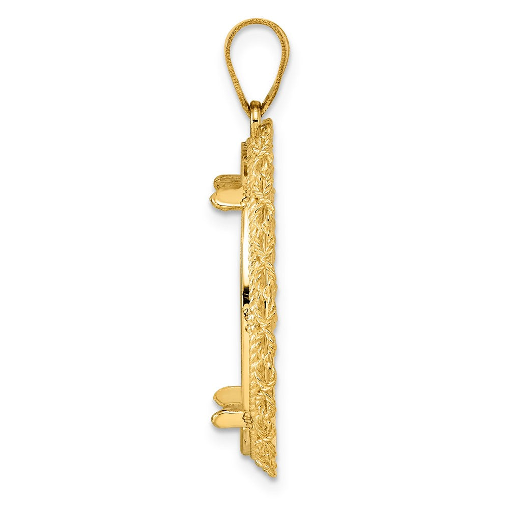 14k Polished Double Rope with 22.0mm Prong Coin Bezel Pendant