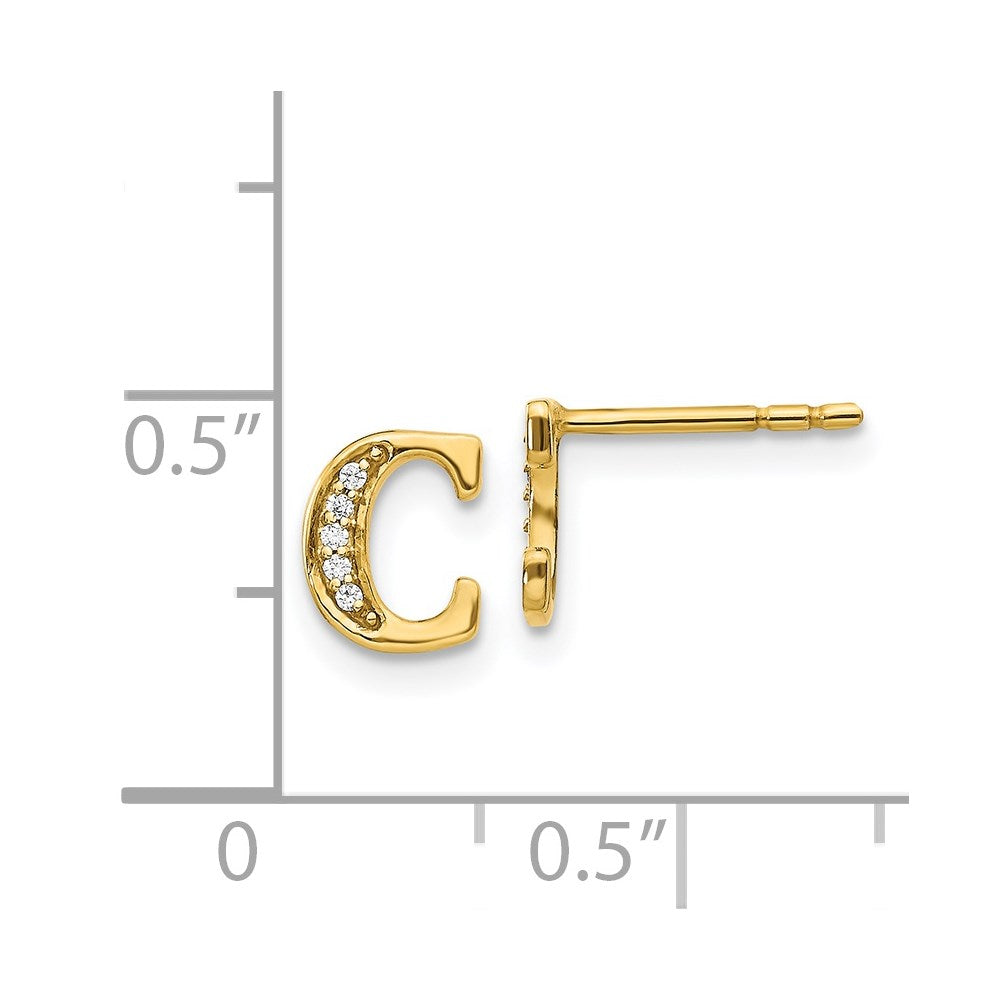 14k Diamond Initial C Earrings