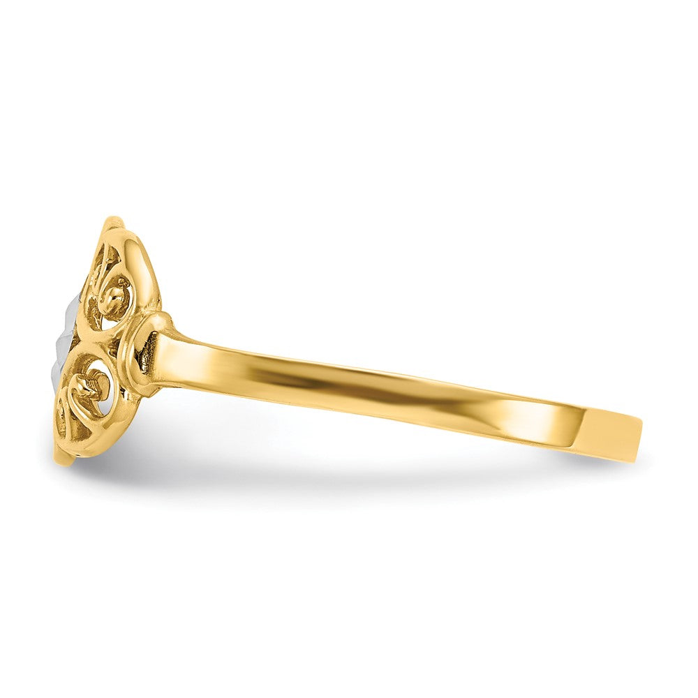 14K w/Rhodium Filigree Ring Size 7