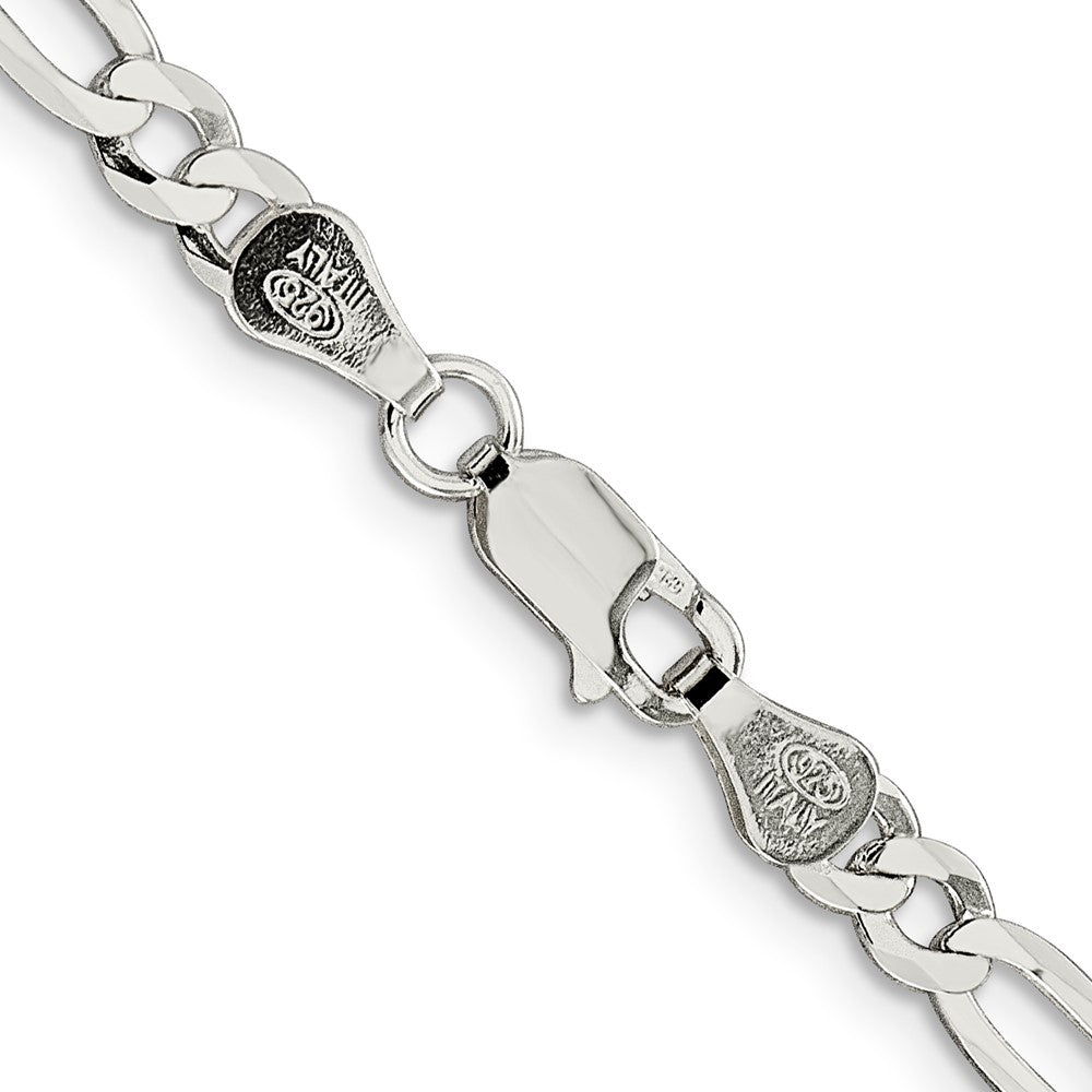Sterling Silver 4.5mm Lightweight Flat Figaro Chain 18 Inches