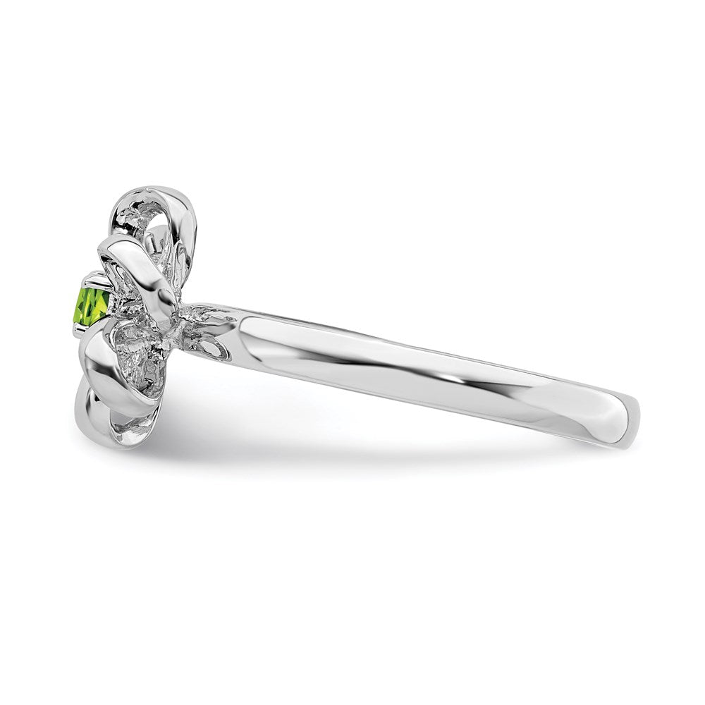 Sterling Silver Stackable Expressions Polished Peridot Flower Ring Size -6
