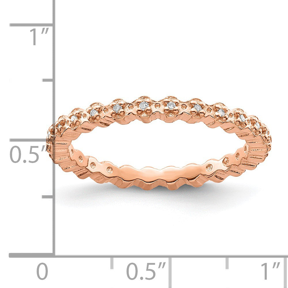Sterling Silver Stackable Expressions Diamond Pink-plated Ring Size -9