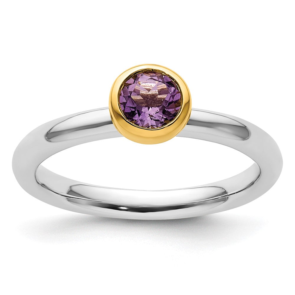 Sterling Silver Stackable Expressions w/Gold-plated Amethyst Ring Size -8