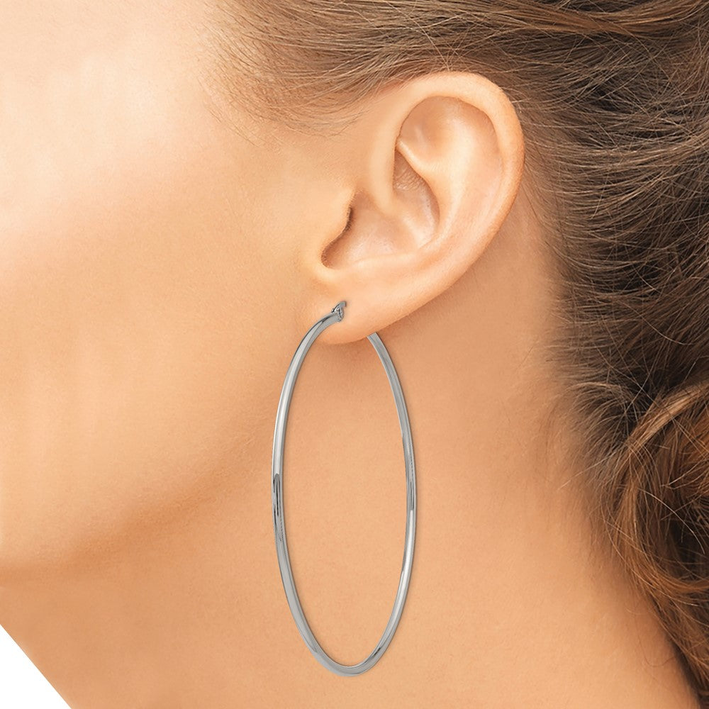 Stainless Steel Polished 70mm Diameter Hoop Earrings