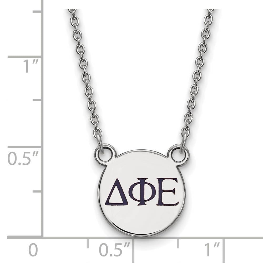 LogoArt SS027DPH-18 Sterling Silver Delta Phi Epsilon Enamel Pendant with Necklace, Extra Small