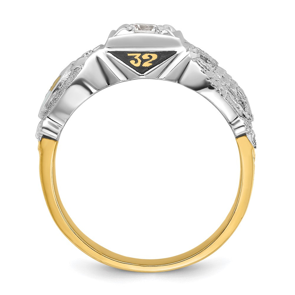 IBGoodman 14k Two-tone Men's Polished and Textured Double Eagle Masonic Shriner's Ring Mounting