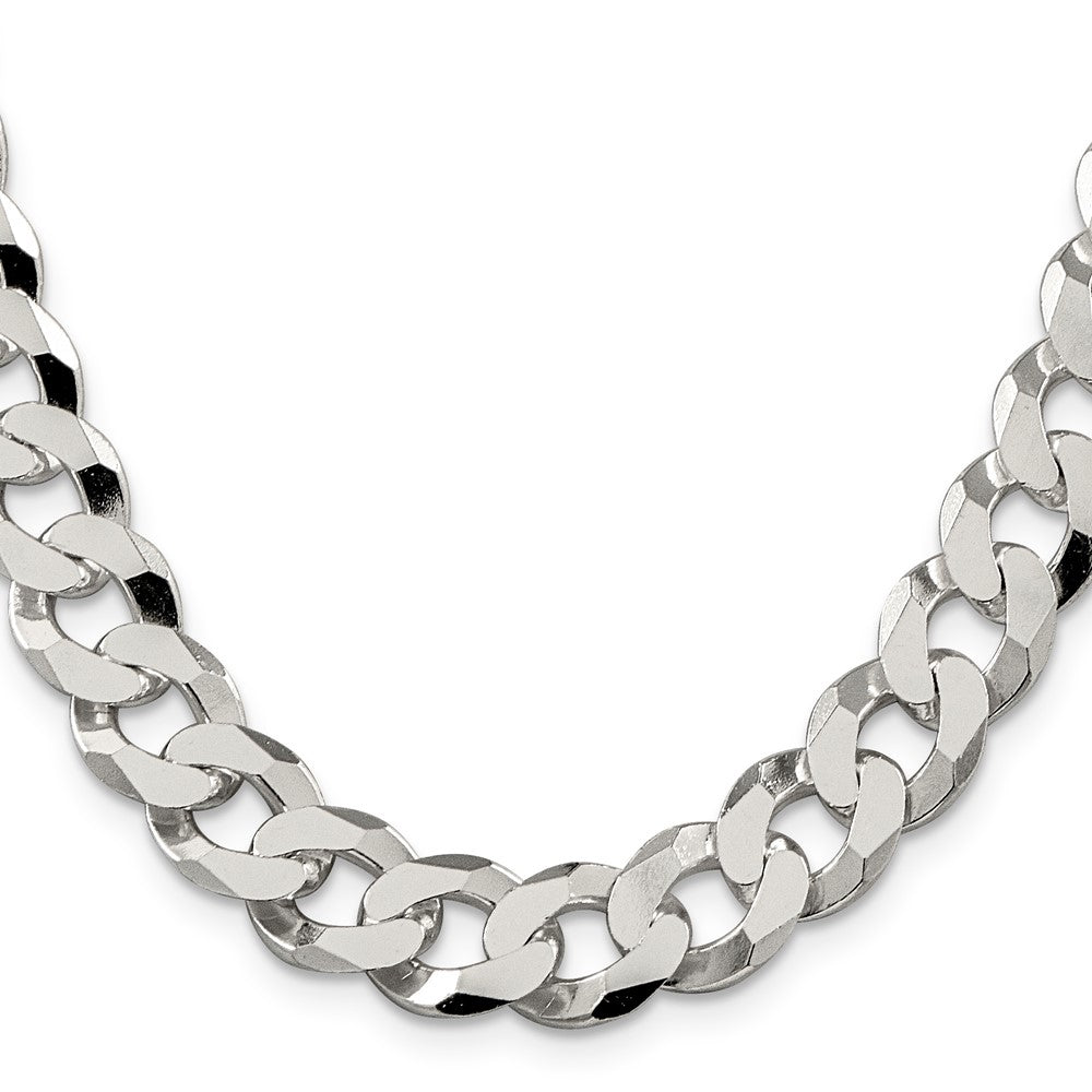 Sterling Silver 12.3mm Beveled Curb Chain 20 Inches