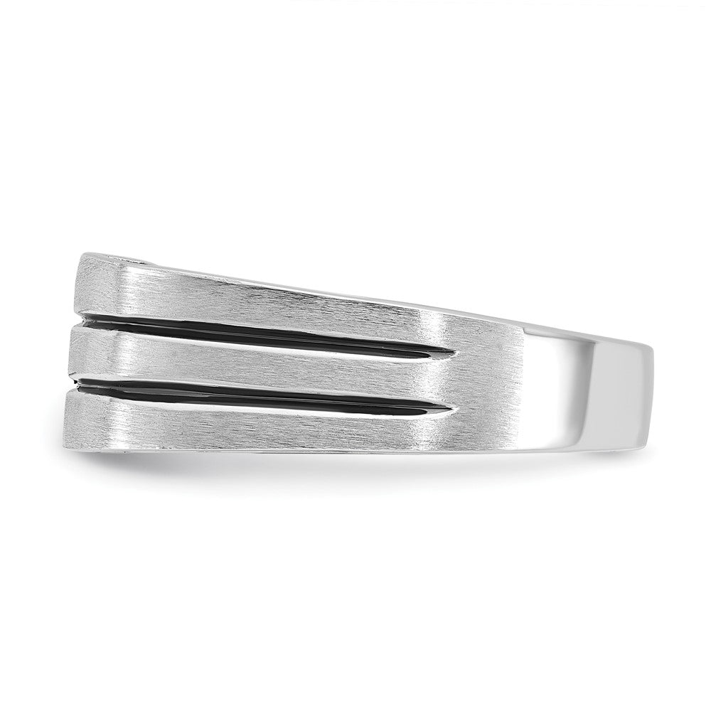 14k White Gold with Black Rhodium IBGoodman Men's Satin 1/3 carat Diamond Complete Ring