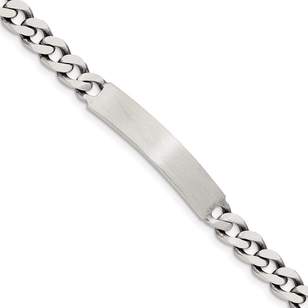 Sterling Silver 7inch Engraveable Antiqued Curb Link ID Bracelet 7 inches