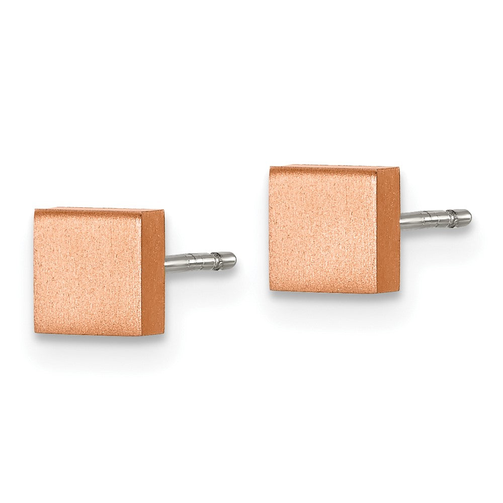 Titanium Brushed Rose IP-plated Square Post Earrings
