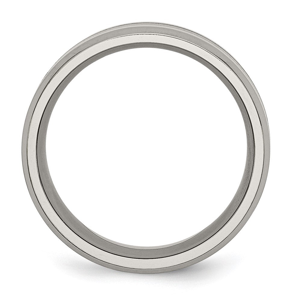 Titanium Polished Black Enamel 8mm Beveled Edge Band Size - 9