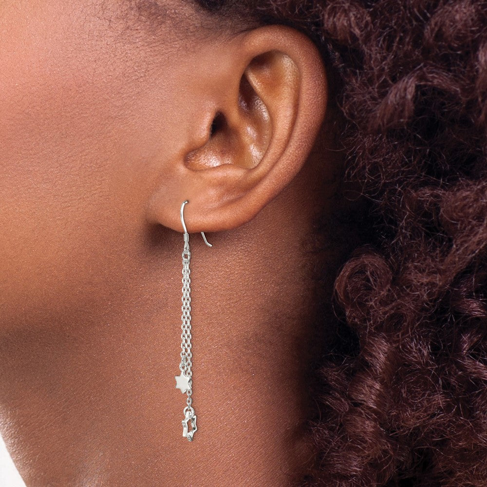 Sterling Silver Rhodium Plated Twisted 3.5x45mm Hoop Earrings