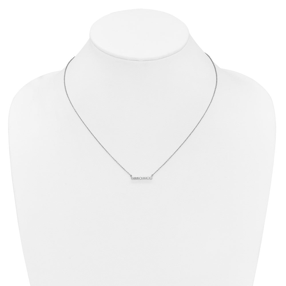 14k White Gold Diamond Bar 18 inch Necklace