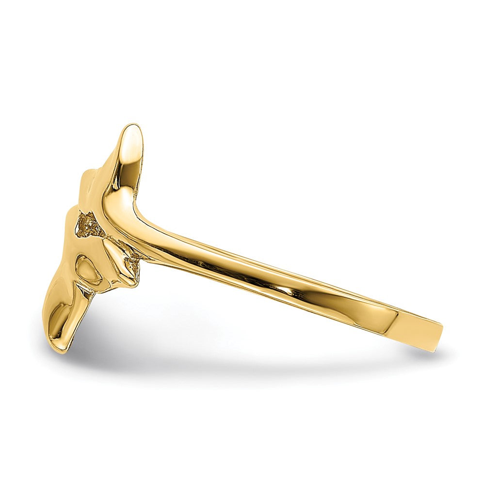 14K Gold Polished Double Whale Tail Ring Size 7