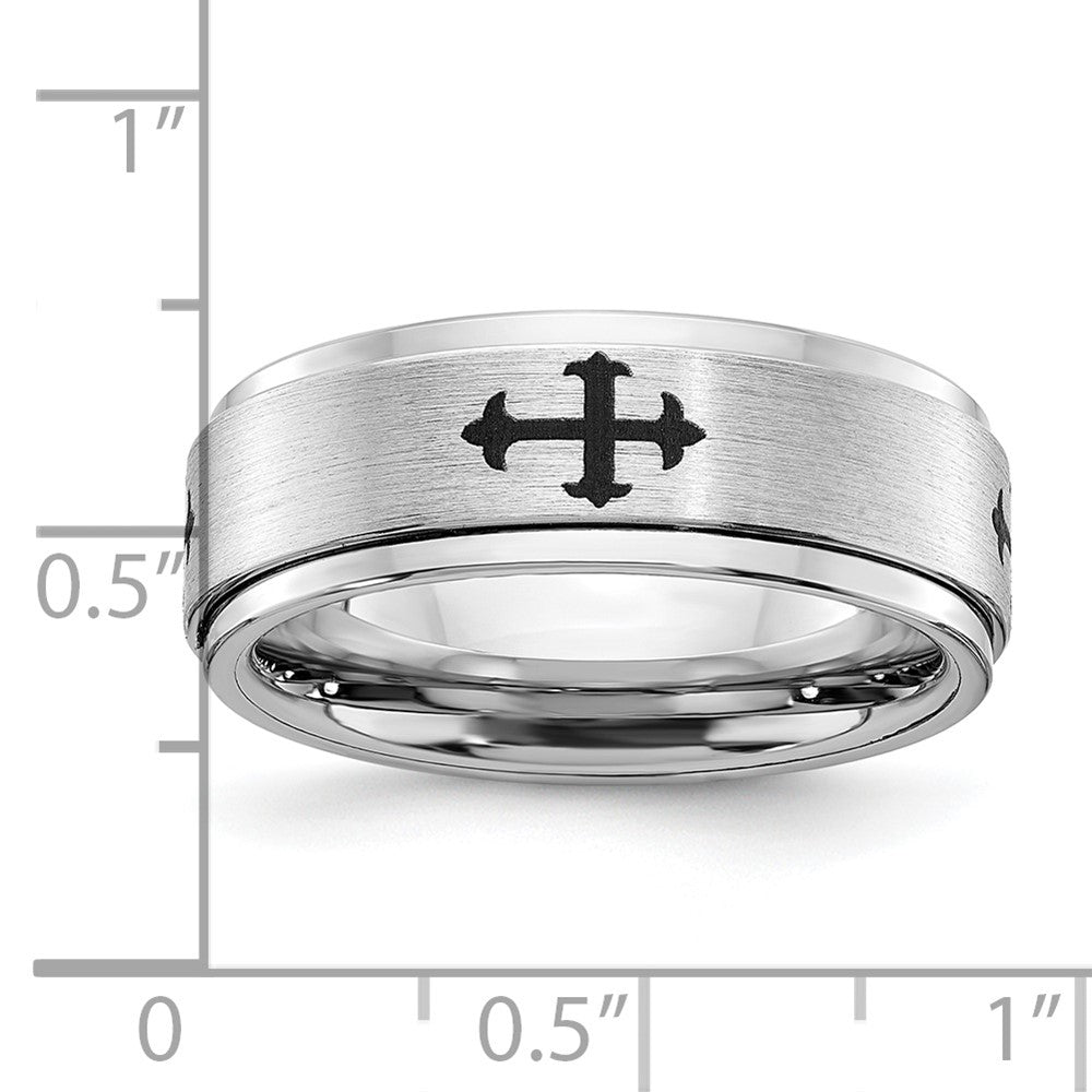Cobalt Polished & Brushed Spinner Crosses 8mm Men's Band