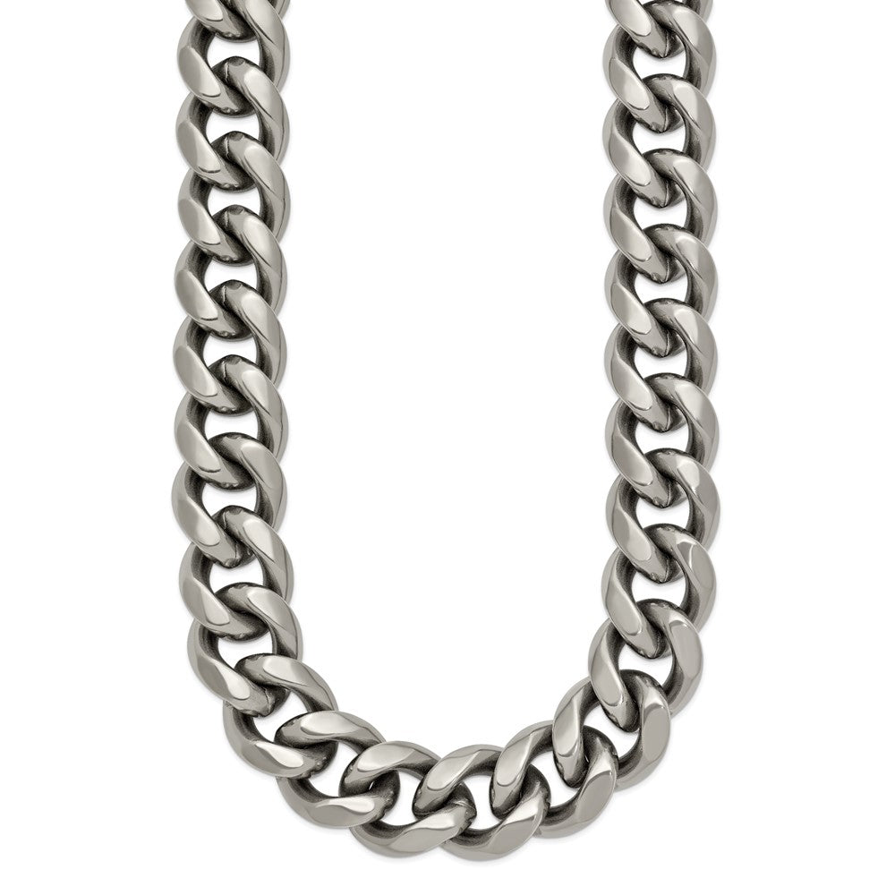 Titanium Polished 14.50mm Curb 24in Necklace