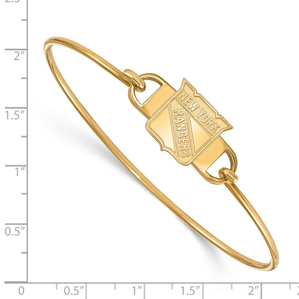 Sterling Silver Gold-plated NHL LogoArt New York Rangers Small Center 7 inch Wire Bangle