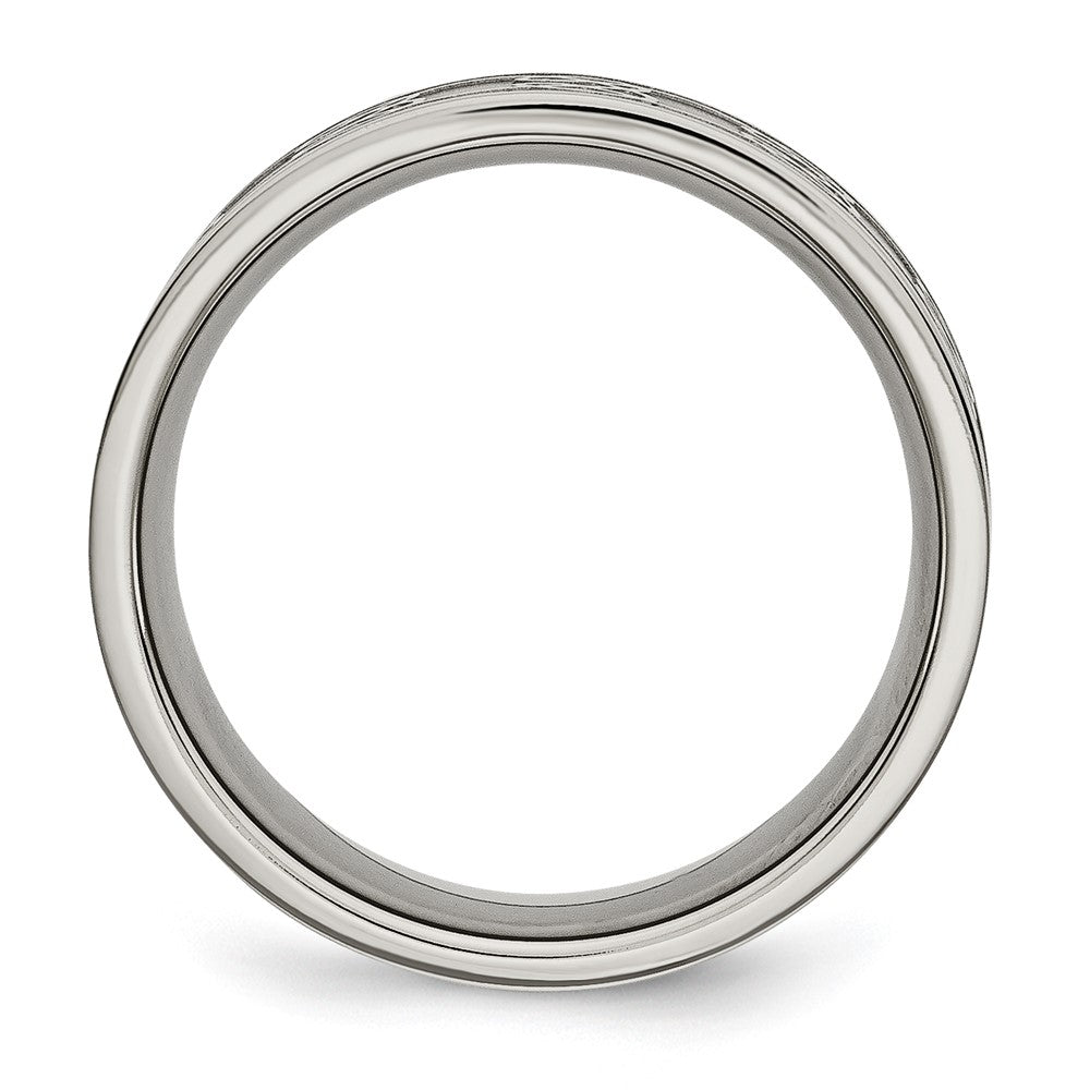 Titanium Brushed Center 8mm Scroll Design Band Size - 10