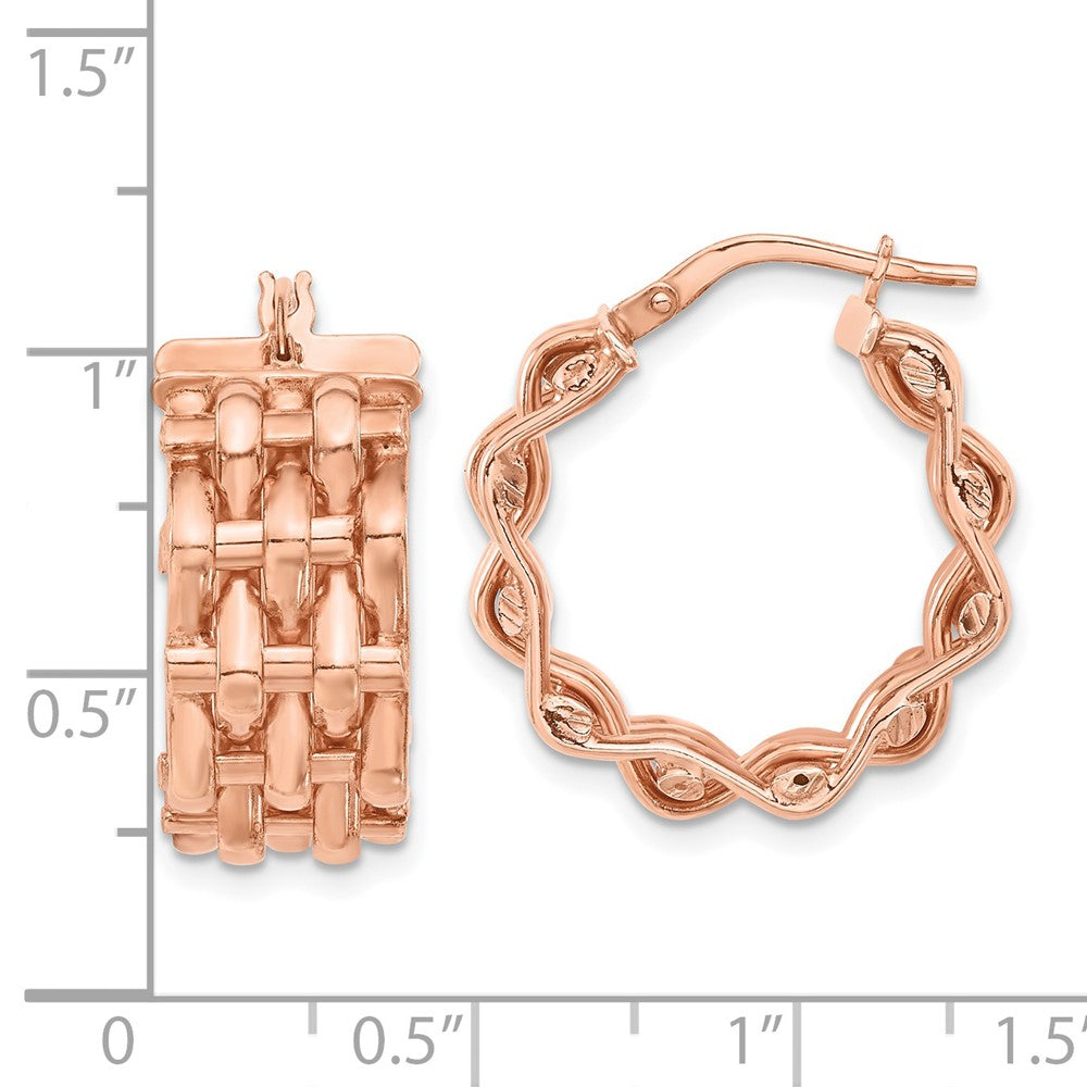 Sterling Silver Rose Tone Panther 5 Row Hoop Earrings
