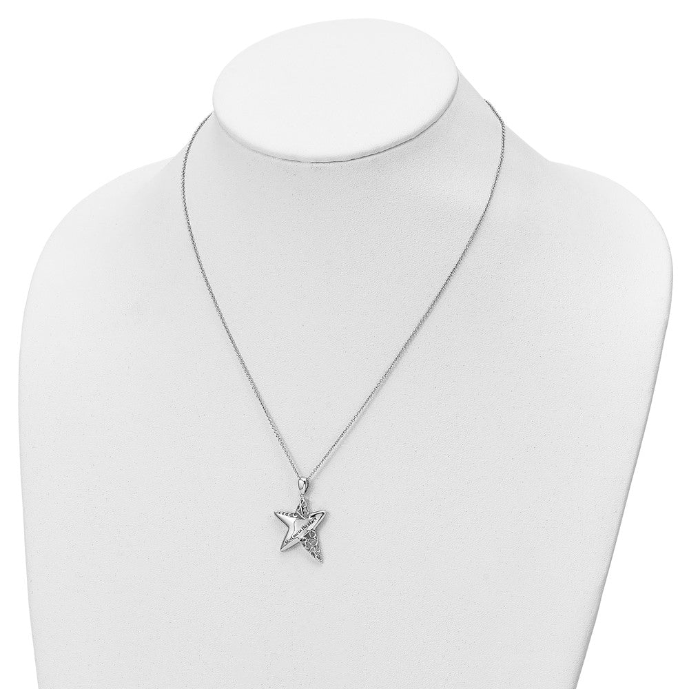 Sentimental Expressions Sterling Silver Rhodium-plated Antiqued Meet Me in the Stars 18 Inch Necklace 18 Inches