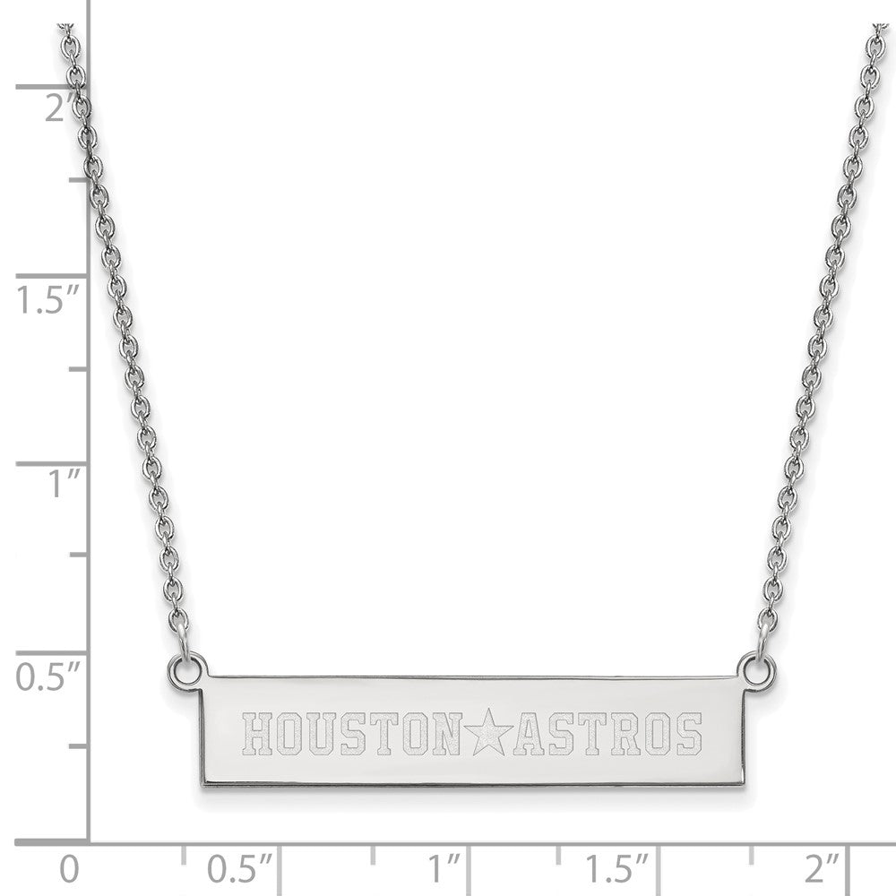 Sterling Silver Rhodium-plated Houston Astros Team Script Bar 18 inch Necklace