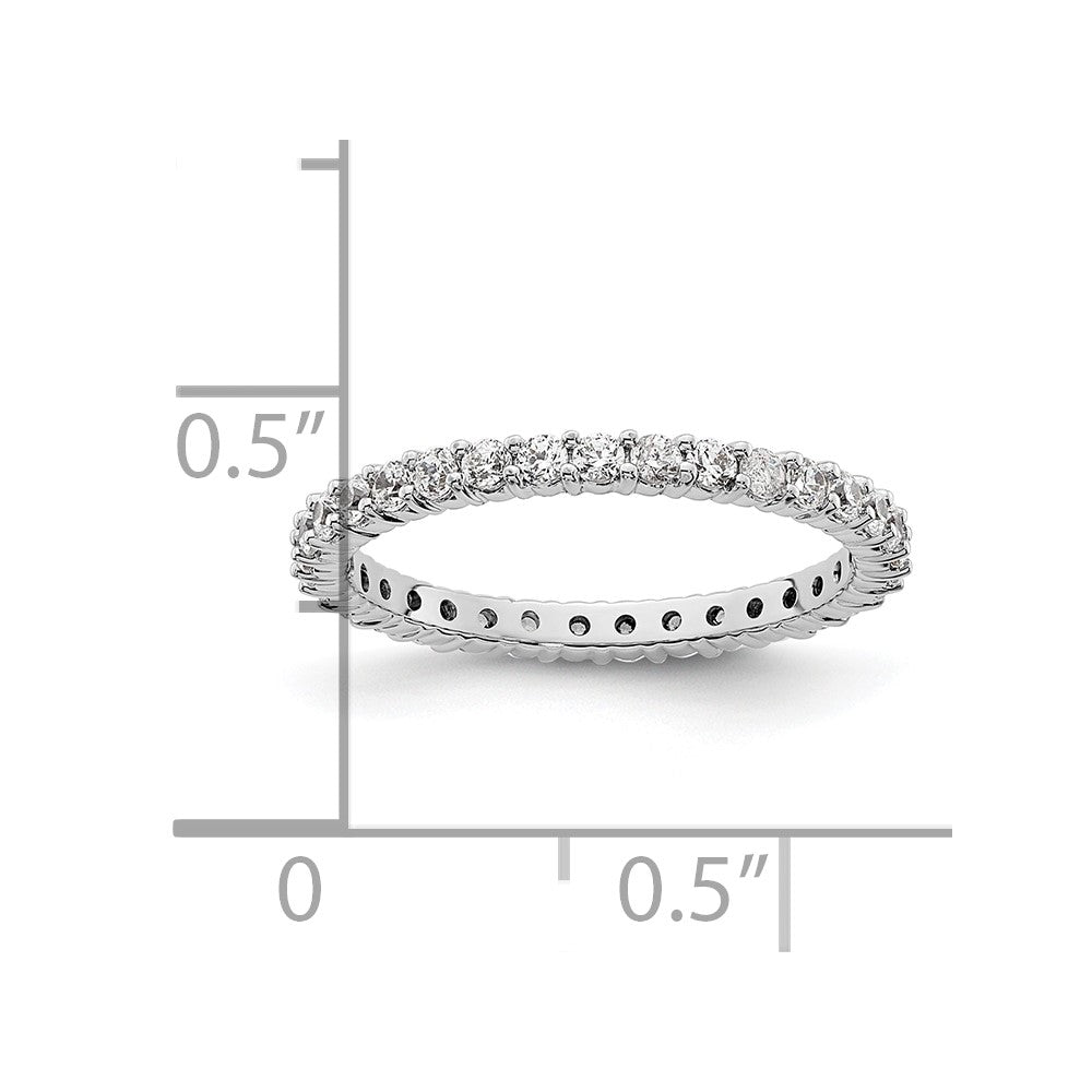 14k White Gold Polished Size 4 Shared Prong 1/2 carat Diamond Complete Eternity Band