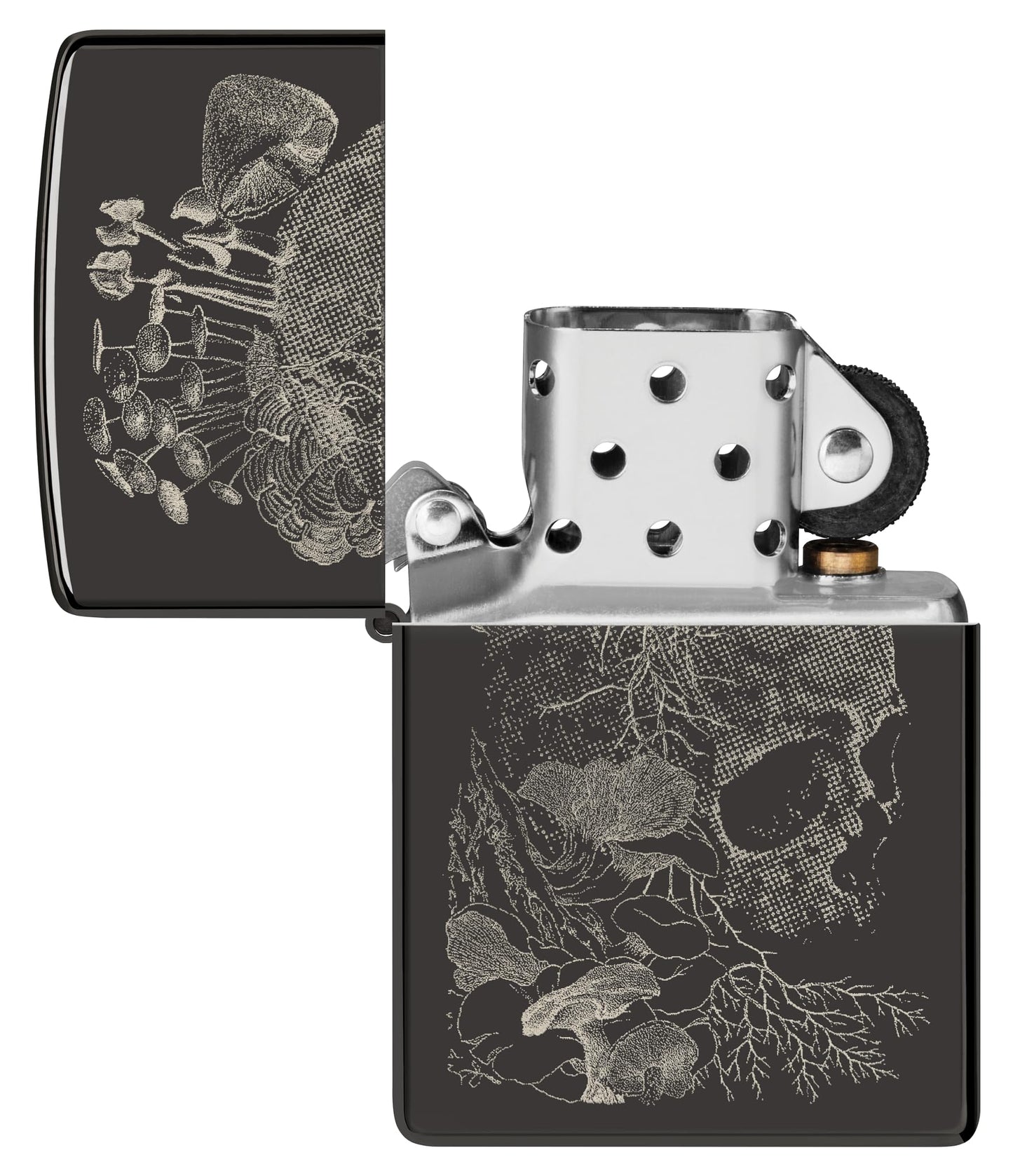 Zippo Skull Mushroom Design High Polish Black Pocket Lighter