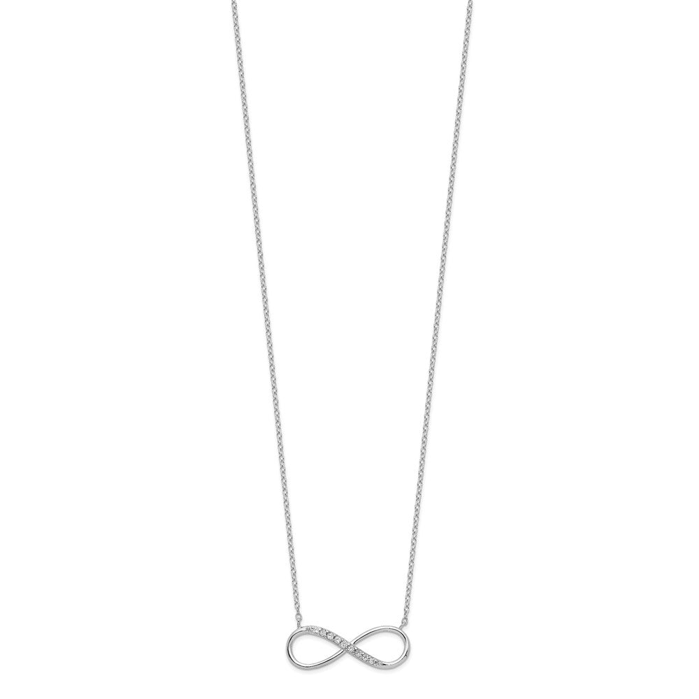 Sterling Silver Rhodium-plated with CZ Infinity w/ 2 IN EXT Necklace 16 Inches