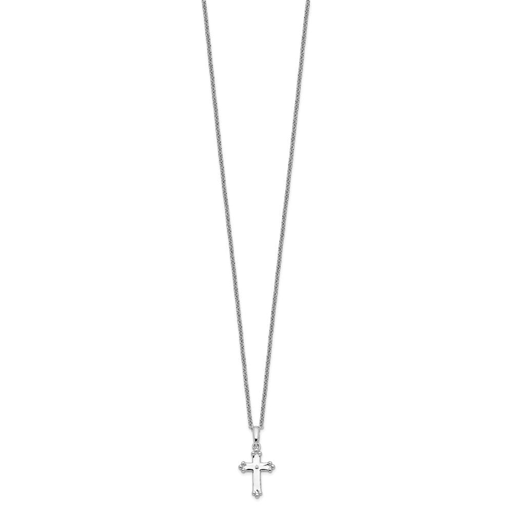 Sentimental Expressions Sterling Silver Rhodium-plated CZ Believe Big 14in. Necklace with 2in. ext 18 Inches