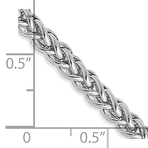 14K White Gold 18 inch 3.5mm Semi-Solid 3-Wire Wheat with Lobster Clasp Chain