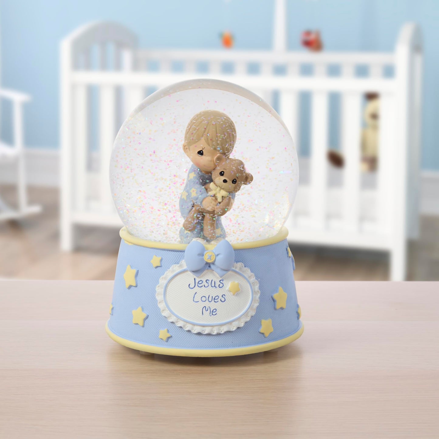 Precious Moments, Jesus Loves Me, Resin/Glass Snow Globe, Boy, Musical, 132103