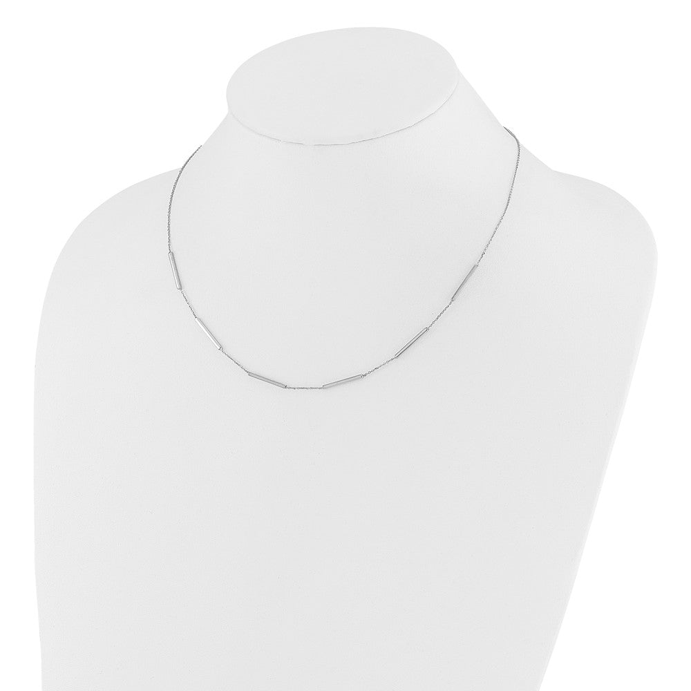14K White Gold Polished 6 Bar Stations w/1.5in ext. Necklace