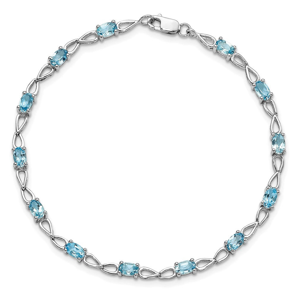 Sterling Silver Rhodium-plated Blue Topaz Bracelet 7 inches