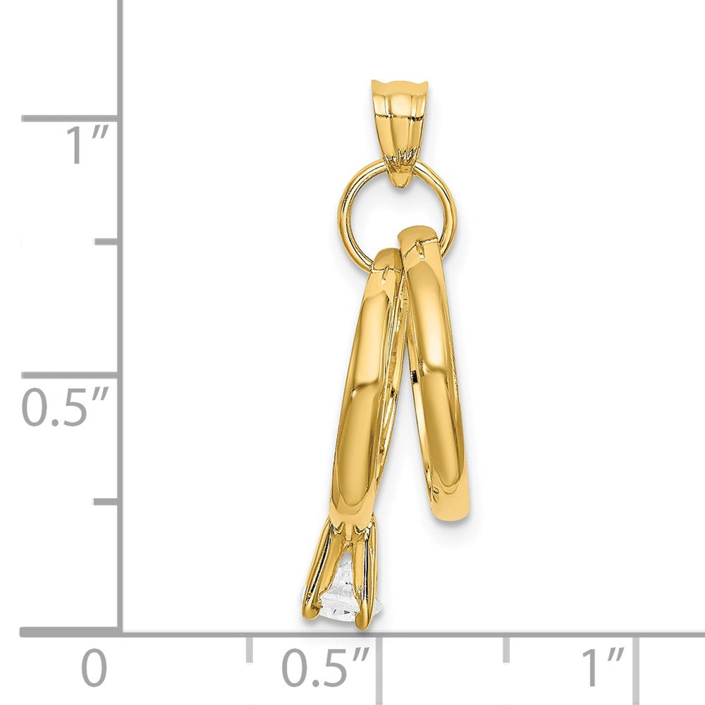 14k Large Wedding Rings w/CZ Charm