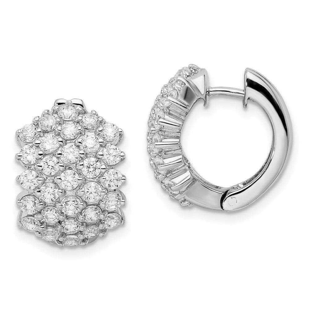 SS RHODIUM PLATE WHITE CZ HUGGIE STYLE HOOP