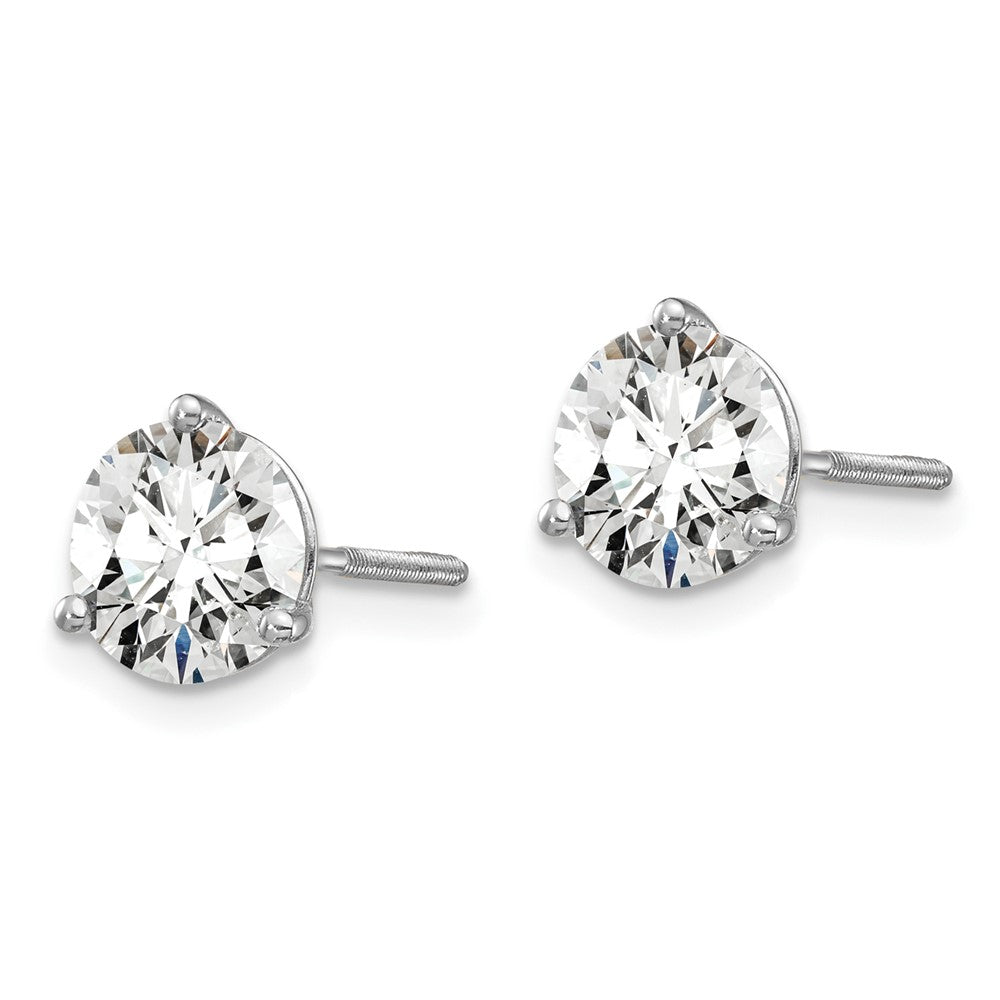 14k White Gold 1 1/2 ctw Lab Grown Diamond VS+ F+ Round 3 Prong Heavy Wt. Screwback Stud Earrings