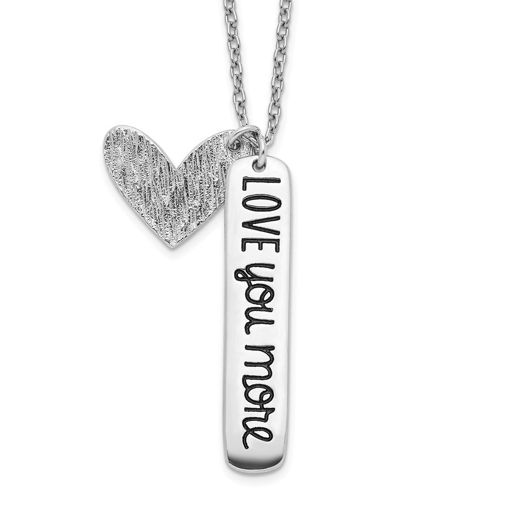 Sterling Silver Rhodium-plated Heart LOVE YOU MORE Necklace 18 Inches