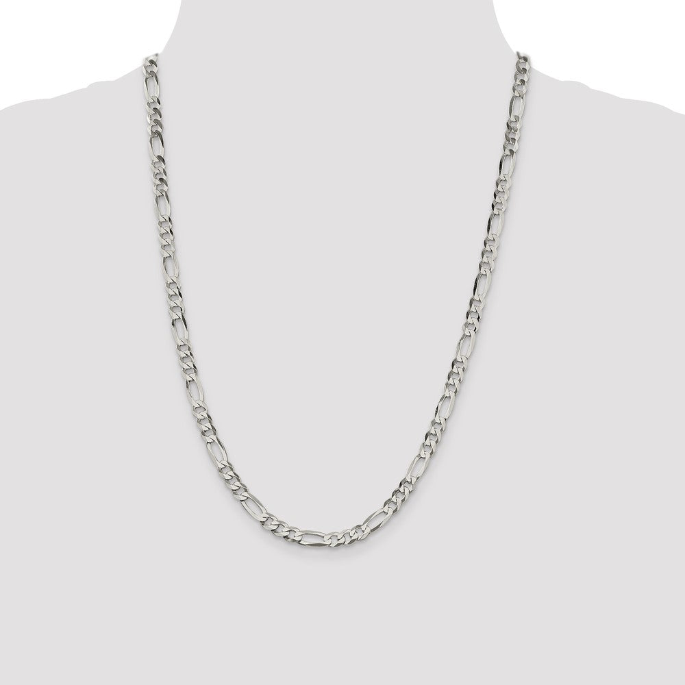 Sterling Silver 5.5mm Lightweight Flat Figaro Chain 24 Inches