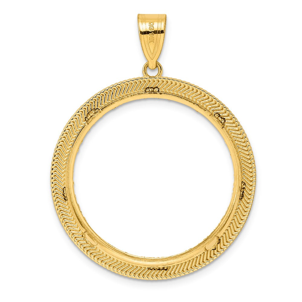 14k Diamond Cut Layered with 27.0mm Prong Coin Bezel Pendant