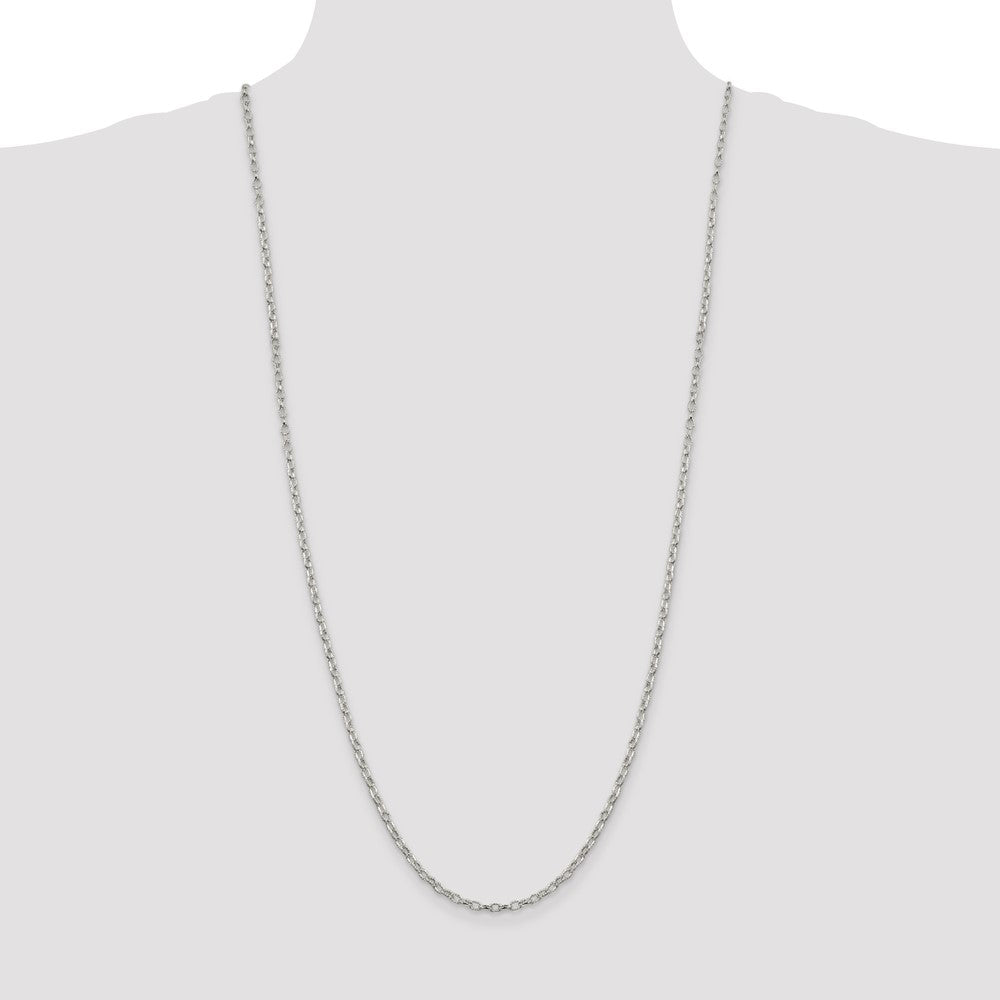 Sterling Silver 3mm Fancy Patterned Rolo Chain 30 Inches
