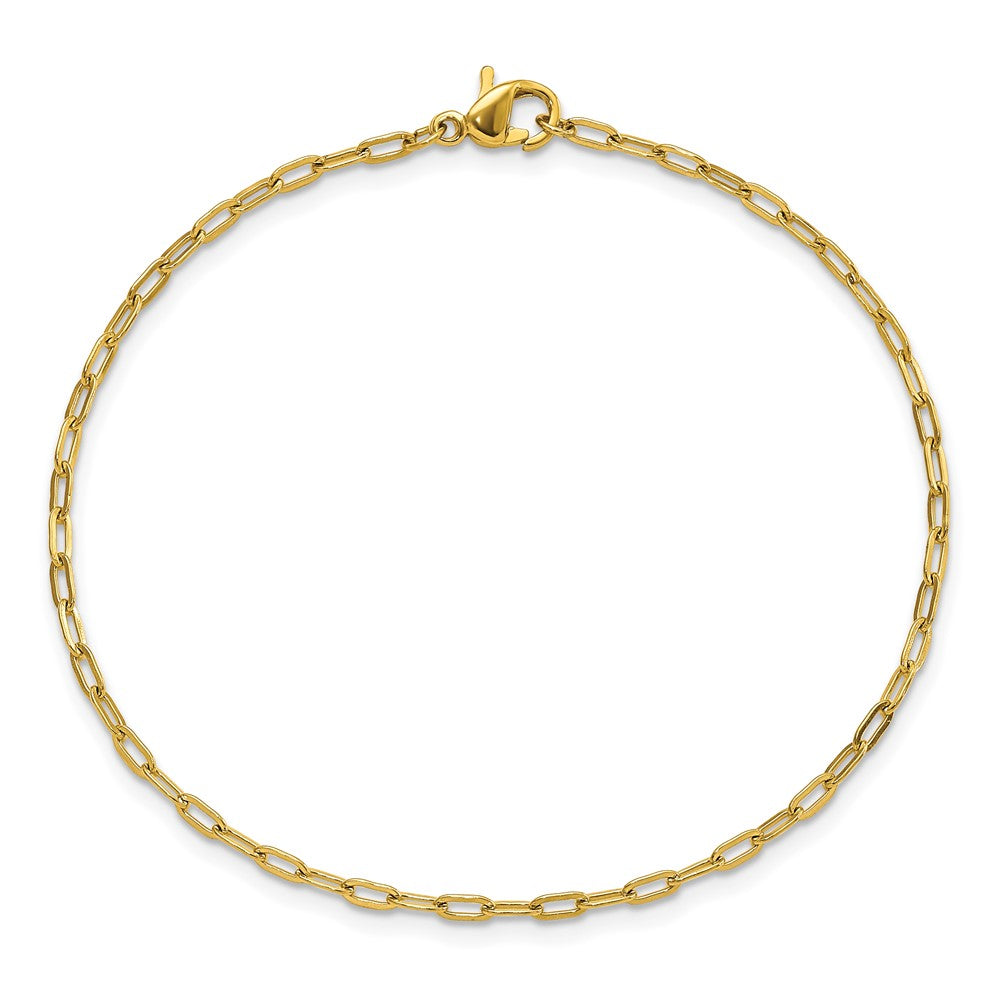 Stainless Steel Polished Yellow IP Paperclip Link 7.25in Chain Bracelet 7.25 inches