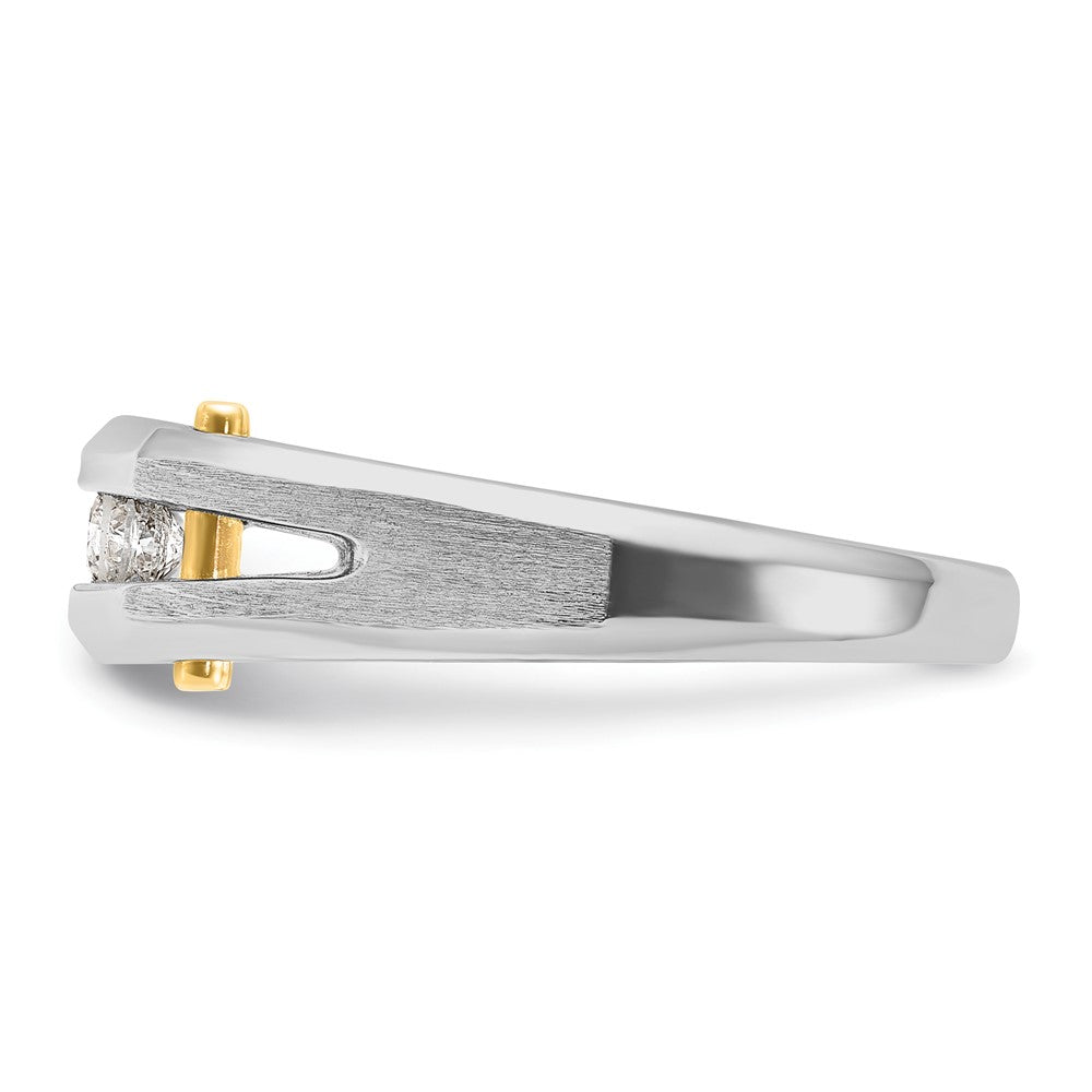 IBGoodman 14k Two-tone Men's Polished Satin and Cut-Out 5-Stone 1/4 Carat AA Quality Diamond Ring