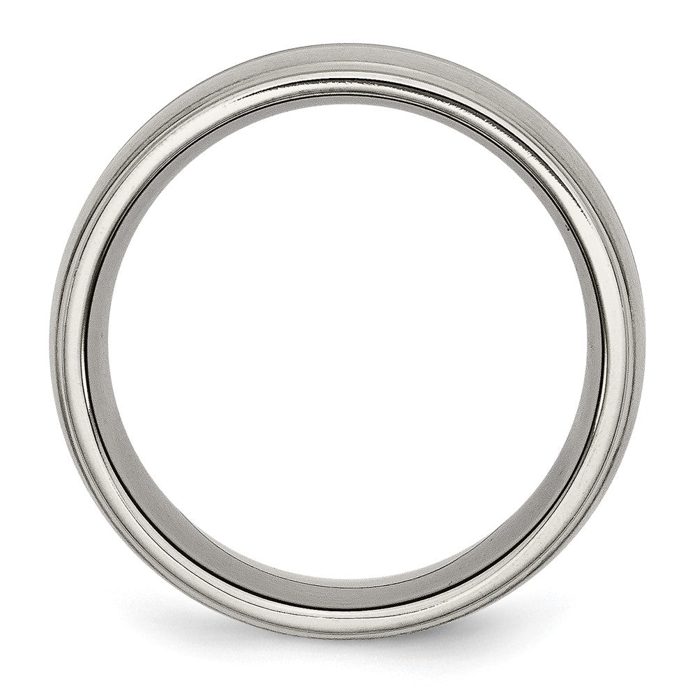 Titanium Brushed and Polished 10mm Grooved Ridged Edge Band Size - 8.5