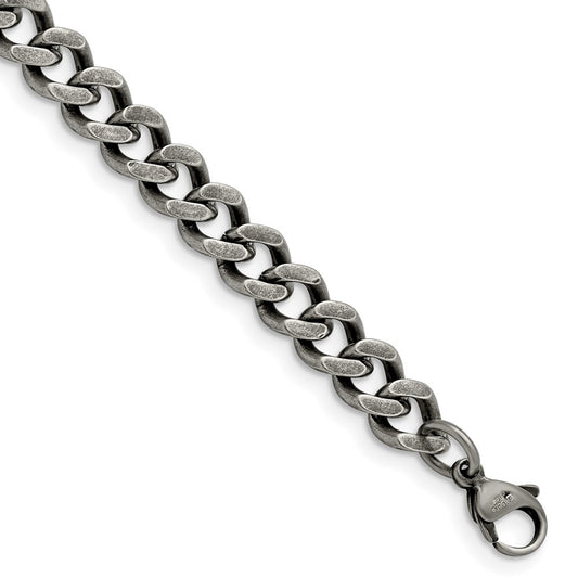 Stainless Steel 7.50mm Oxidized Curb Chain 8 inches