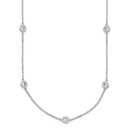 Sterling Shimmer Sterling Silver Rhodium-plated 3mm CZ 15 Stone 15 Station 24 inch Necklace 24 Inches