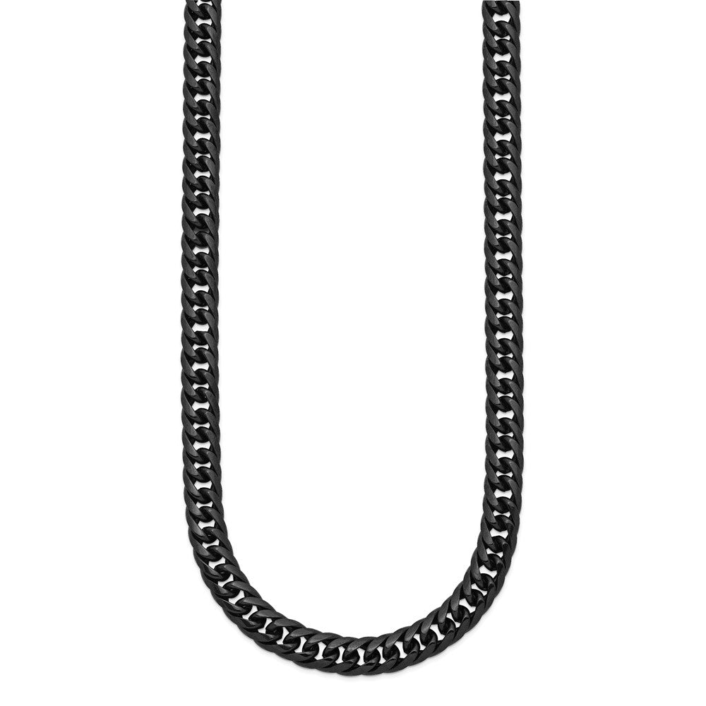 Stainless Steel Polished Black IP-plated Double Curb Chain 24in Necklace