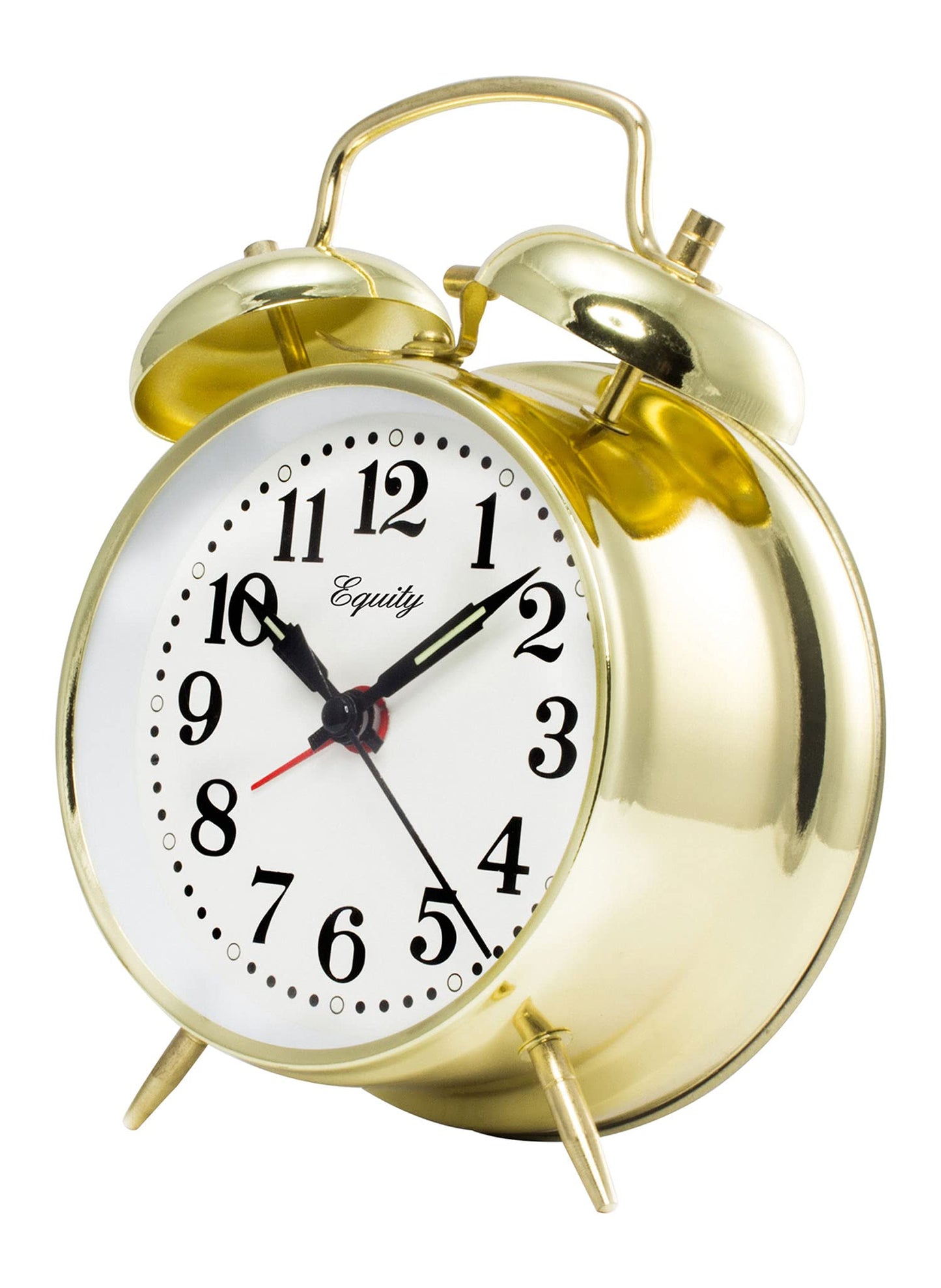 Equity Brass-finished Metal Twin Bell Keywind Analog Alarm Clock, 13012