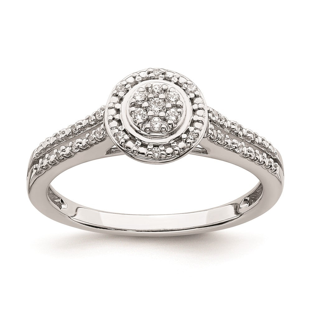 10k White Gold Halo Cluster 1/6 carat Diamond Complete Engagement Ring